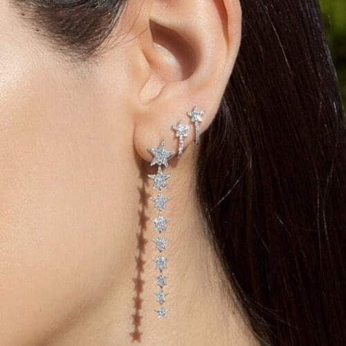 2020 Top Sale Real Crystal Stud cz Satr stud Earrings gold Color Mix Single AAA cz pave Star Mini Stud Girl Jewelry Earrings