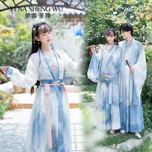 Chinese Dress Traditional Ancient Tang Suit Men Women Hanfu Tops Skirt Cardigan Originale New Embroidery Couples Cosplay Costume