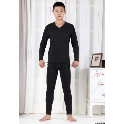 Male underwear set autumn obese Mens Long Johns V-neck obese cotton thermal loading plus sizeXL XXL 3XL 4XL 5XL 6XL 7XL