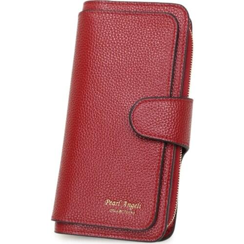 Genuine Leather Women Clutch Wallet Rfid Female Coin Purse Leather Women Clutch Purses Lady Card Holder Wallet For Money Bag