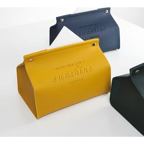 Leather Tissue Box Car Pumping Box Living Room Creative Nordic Ins6 Color Storage Box Printed Metal Button Box Home Decoration