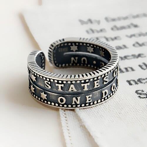 Fashion Punk Initial Letter Designer Big Chunky Pave Thumb Black 925 Sterling Silver Rings For Women Men Inspirational Jewelry