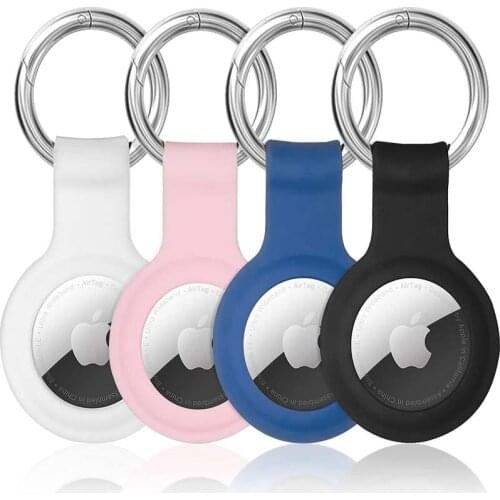 Soft Liquid Silicone Protectiv Case For Airtags Cover Hangable Metal Keychain Ring Locator Tracker Cover For airtags Case Sleeve