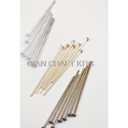 Set of 1000pcs silver,gold,antique bronze plated head pins (20mm-40mm) mixed colors and sizes