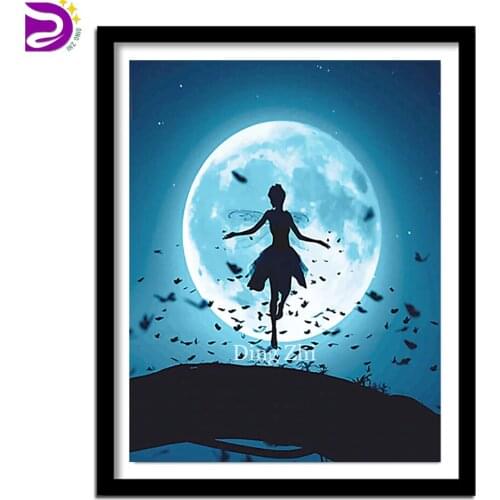 Modern Art Home Diamond Painting 5D Diy Cross Stitch Butterfly Fairy Flying In The Moonlight Full Drill Embroidered Mosaic Decor