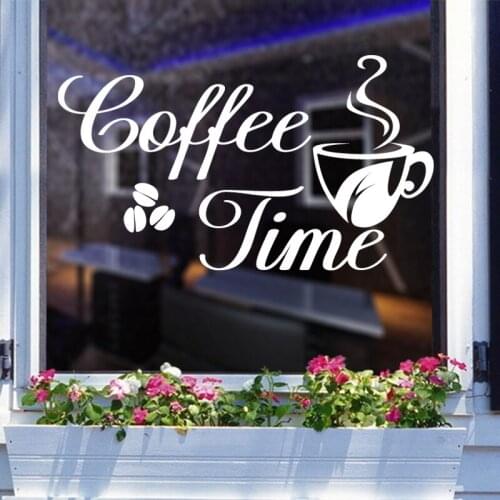 Coffee Shop Sticker Decal Cafe Cup Vinyl Art Wall Decals Decor Decoration Break Coffee Glass Decals CAFE1021