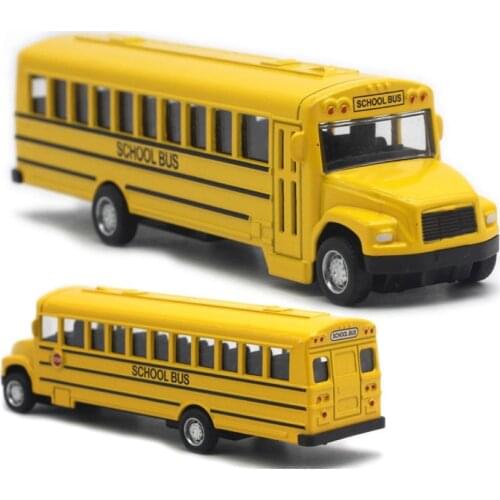 2021 New Inertial School Bus Model Toys Optic Alloy Pull Back Music Cars Toys for Children Boy Birthday Xmas Gift