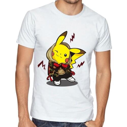 2021 New Summer Weekend Pikachu Graphic T Shirt Quick Drying O-Neck Loose Tee pokemon Funny Print Harajuku Oversized T Shirt Men