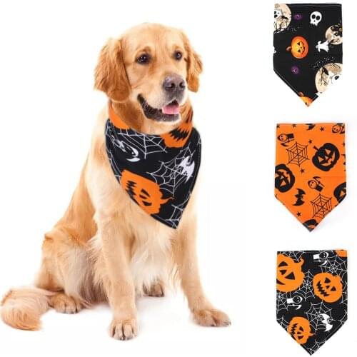 New Pet Halloween Saliva Towel Dog Collar Cat Skeleton Triangle Ornament