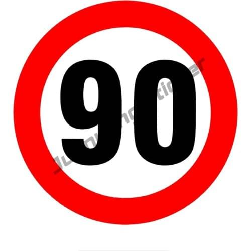 Speed Limit Sign 90 Km/h Car Sticker and Coloful Decals Bumper Window Trunk Cover Scratches Motorcycle Car Accessories KK13x13cm