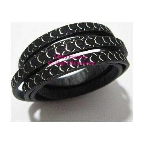 5x2mm Black snake leather cord 5mm Flat leather cord