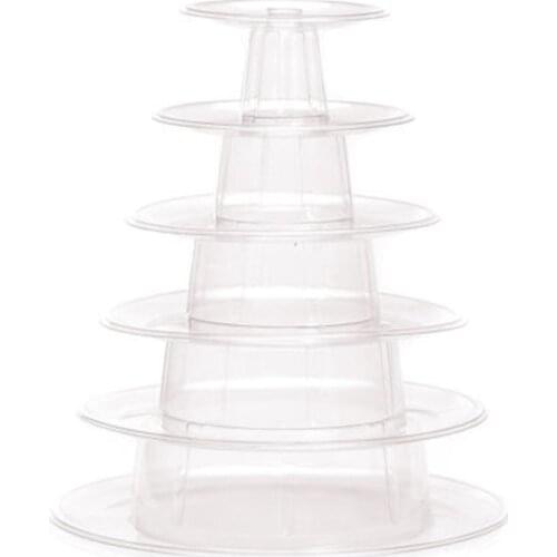 Round 6 Tier Macaron Tower Cake Stand Cupcake Macaroons Display Rack Holder Tools Wedding Decoration Easter Party Supplies