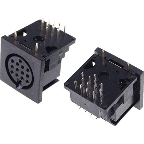 50pcs Din Socket 13 Position Female 13 Pin PCB Mount Right Angle Through holes SDS-J DS Power 2A 110V AC Circular Receptacle