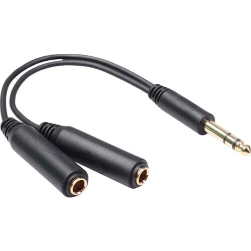 REXLIS 6.35mm Male to 2X6.35 Female Stereo Audio Cable, One-To-Two Audio Adapter Cable for Headset, Microphone, Phone, Computer