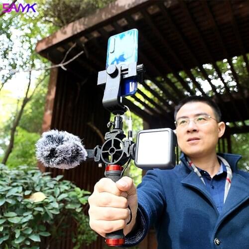 SANYK Mobile Phone Vlog Video Stabilizer Handheld Shooting With Microphone Fill Light For Video Recording