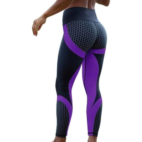 Sexy workout leggings woman geometric honeycomb spandex printed leggings slimming pants sport athleisure butt Leggings fitness