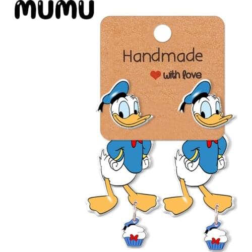 2021 New Donald Duck Stud Earring Daisy Duck Epoxys Jewelry Resin Acrylic Earrings Handmade Gifts Girl