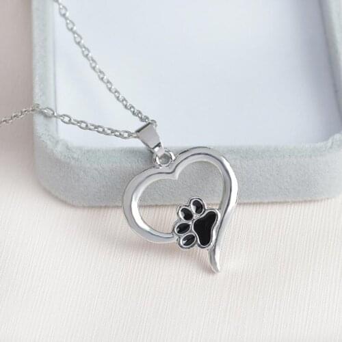 SMJEL New Women Necklaces Jewelry Pet Paw Necklaces Cute Animal Puppy Heart Charm Statement Necklaces Pendants Girls gift