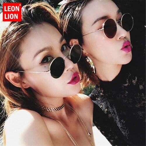 LeonLion Fashion Round Frame Vintage Sunglasses Small Face Women/Men Glasses Candy-colored Ocean Shopping Lunette De Soleil