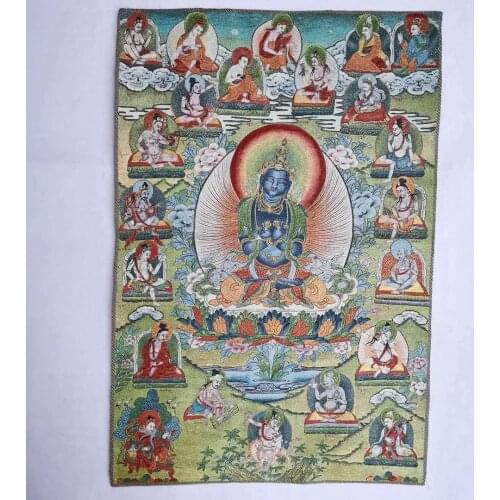 36" Tibet Tibetan Cloth Silk Buddhism Menla Medicine Buddha Tangka Thangka Mural