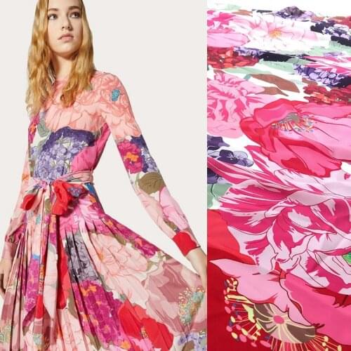 Digital Printing Fabric 100% Polyester Crepe de Chine Fashion Cloth for Dress Womens Clothing Design Sewing Material by yard