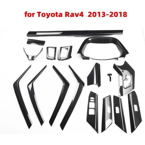Carbon Fiber Gear Head Panel Steering Wheel Trims Armrest Cover Outlet Stickers for Toyota Rav4 2013 - 2018 car Accessories