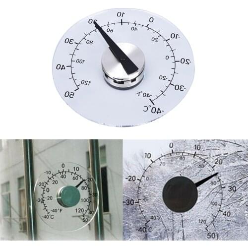 Clear Fahrenheit /Celsius Degrees Circular Window Outdoor Thermometer Hygrometer Temperature Humidity Meter Clock Weather Tool
