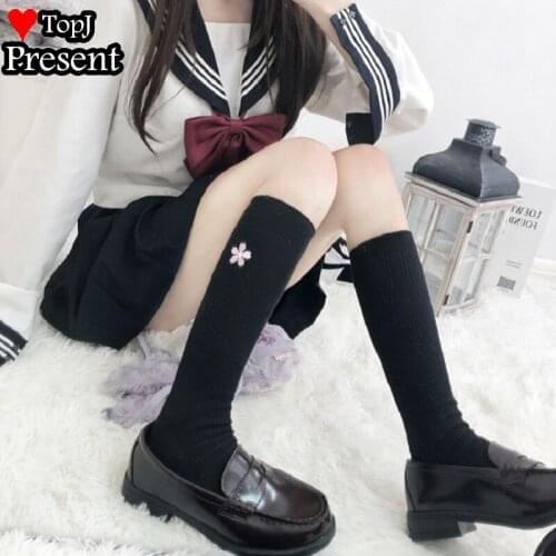 Japanese Women Kawaii Socks Lolita Girl Socks Cotton Embroidery JK Girl Calf Strawberry Sweet Lolita cosplay stockings