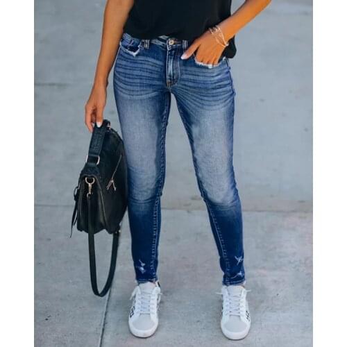 Women Jeans Streetwear Lady Stretch Skinny Demin Women Trousers Blue Jeans Riped Jeans 2021 New Female Pencil Pants
