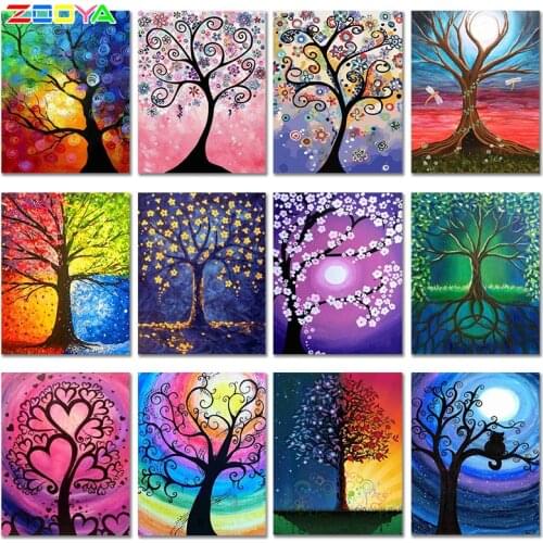 Zooya 5D Diy Supernatural Diamond Painting Full Square Tree Landscape Picture Rhinestone Mosaic Of Flowers Home Decoration 8Jh10