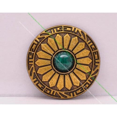10pcs 30mm Brass Sun Flower Carved Green Turquoise Leathercraft Western Belt Wallet Pet Collor Conchos For leather Screw back