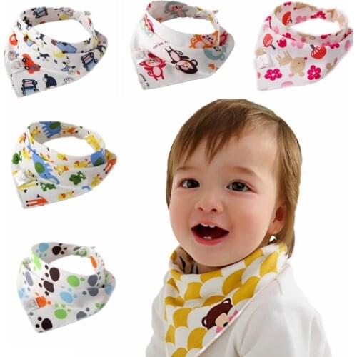 10 pcs Baby Bibs Waterproof Triangle Cotton Cartoon Child Baberos Bandana Bibs Babador Dribble Newborn Slabber Absorbent Cloth
