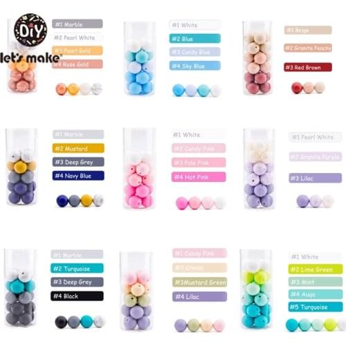 Infant Teether Silicone Beads 20pc 12mm Round Silicone Baby Teething Beads Food Grade Nursing Chew Silicone Beads Baby Teether