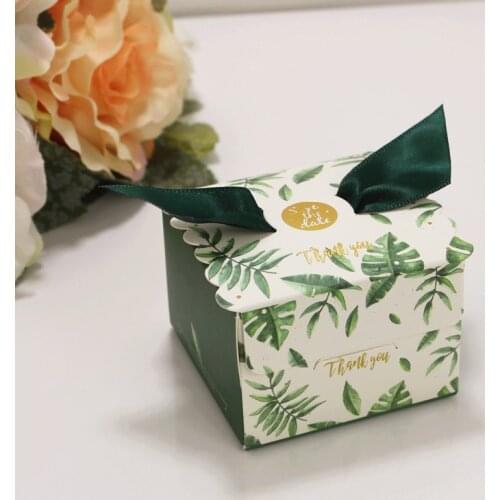 5/10pcs Green Paper Candy Gift Boxes Wedding Gift Bags Baby Shower Favors Birthday Party Christmas Supplies Wedding Decoration