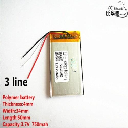 5pcs/lot 3 line Good Qulity 3.7V,750mAH,403450 Polymer lithium ion / Li-ion battery for TOY,POWER BANK,GPS,mp3,mp4