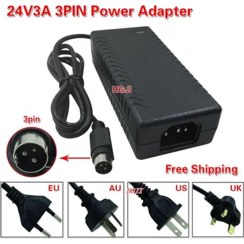 Free Shipping 24v3a 3pin power adapter AC/DC power adapter 24v 2.5a 24v 3a power supply for Label Printer 3 hole power adapter