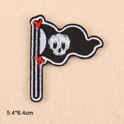 Pirate Flag Viking Retro Applique Iron On Patches Embroidered Clothes Patch For Clothing Clothes Girl Boy Kids Children
