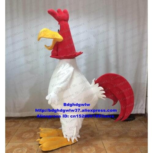 White Foghorn Leghorn Gamecock Game Fowl Fighting Cock Rooster Chicken Chook Mascot Costume Grand Bodog Casino Cabaret zx2315