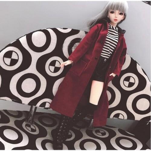BJD Clothes Red Long Coat Top Clothing For 1/4 17" MSD 1/3 24" 60cm Tall Female SD DK DZ AOD DD Doll