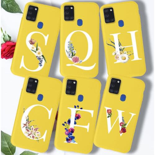 Alphabe Letter Case For Samsung Galaxy A21S A20E A11 M31 M30S Case Cover Silicone Yellow Bumper For Samsung M 31 Coque