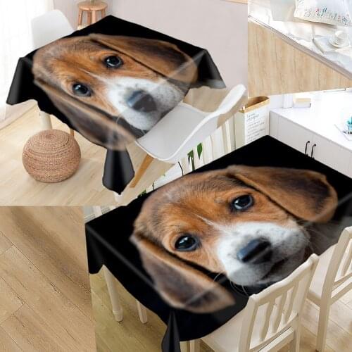 Beagle Dog Animal Tablecloth 3D Print Oxford Fabric Square/Rectangular Dust-proof Table Cover For Party Home Decor TV Covers