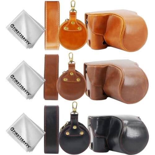 PU Leather Digital Camera case Bag Cover with Strap for Sony Alpha 7C A7C With 28-60m FE4-5.6 / FE 50mm F1.8 Lens