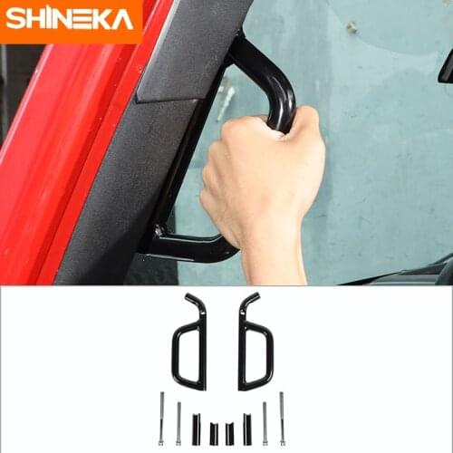 SHINEKA Armrests For Jeep Wrangler JK 2007-2017 Car Front Metal Top Handle With Phone Holder Kit Accessories For Jeep Wrangler