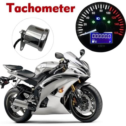 12V Motorcycle Speedometer LED Digital Tachometer Liquaid Crystal Instrument Gauge Odometer with Fuel meter Indicator 0-160 KM/H