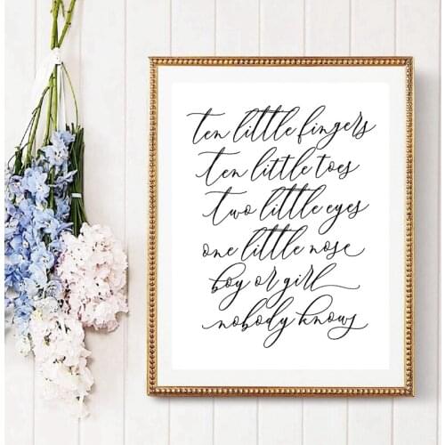 Ten Little Fingers Ten Little Toes Canvas Prints Gender Reveal Decorations , Gender Reveal Sign Art Painting Reveal Shower Decor