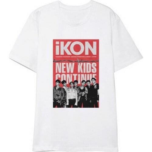Korean Style Ikon New Kids Continue Album Same Photo/member Names Printing O Neck Short Sleeve T Shirt Kpop Unisex Loose T-shirt