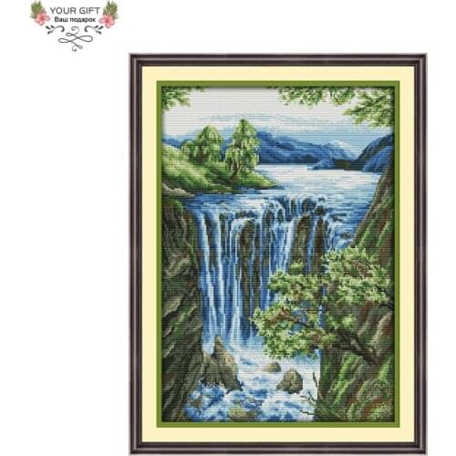 Joy Sunday F884 14CT 11CT Counted and Stamped Waterfall Home Decoration Cross Stitch