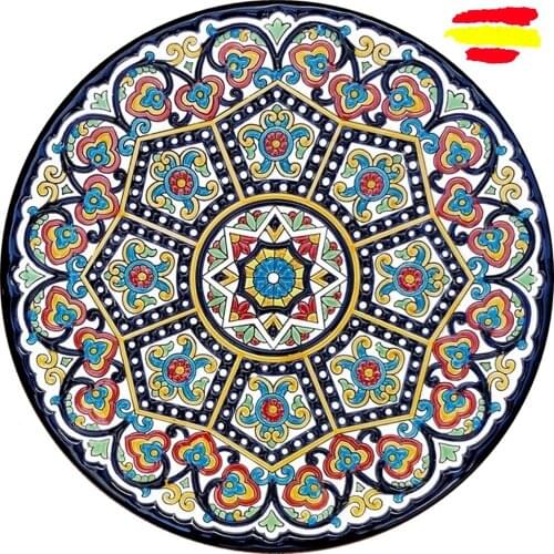 Ceramic plate 34 cm./13.4in. Diameter - Spanish ceramic - enameled up handmade - Made in Spain - MIJASCERAMIC - ARTECER