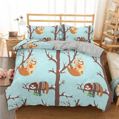 3D Cartoon Bedding Set Sloth Printed Duvet Cover Set 2/3pc Bedclothes With Pillowcase Bedspreads For Home Textiles