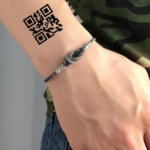 Creative Love QR Code Fake Tattoo for Lovers Adults Wrist Body Art Waterproof Temporary Tattoo Sticker for Men Women